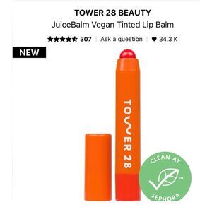 Tower 28 JuiceBalm Vegan Tinted Lip Balm Squeeze‎ Juicy Coral Glossy